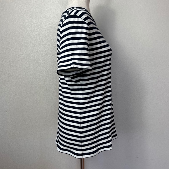 Theory Tiny Tee 2 in Navy Striped Ribbed Knit NWT - Picture 4 of 8
